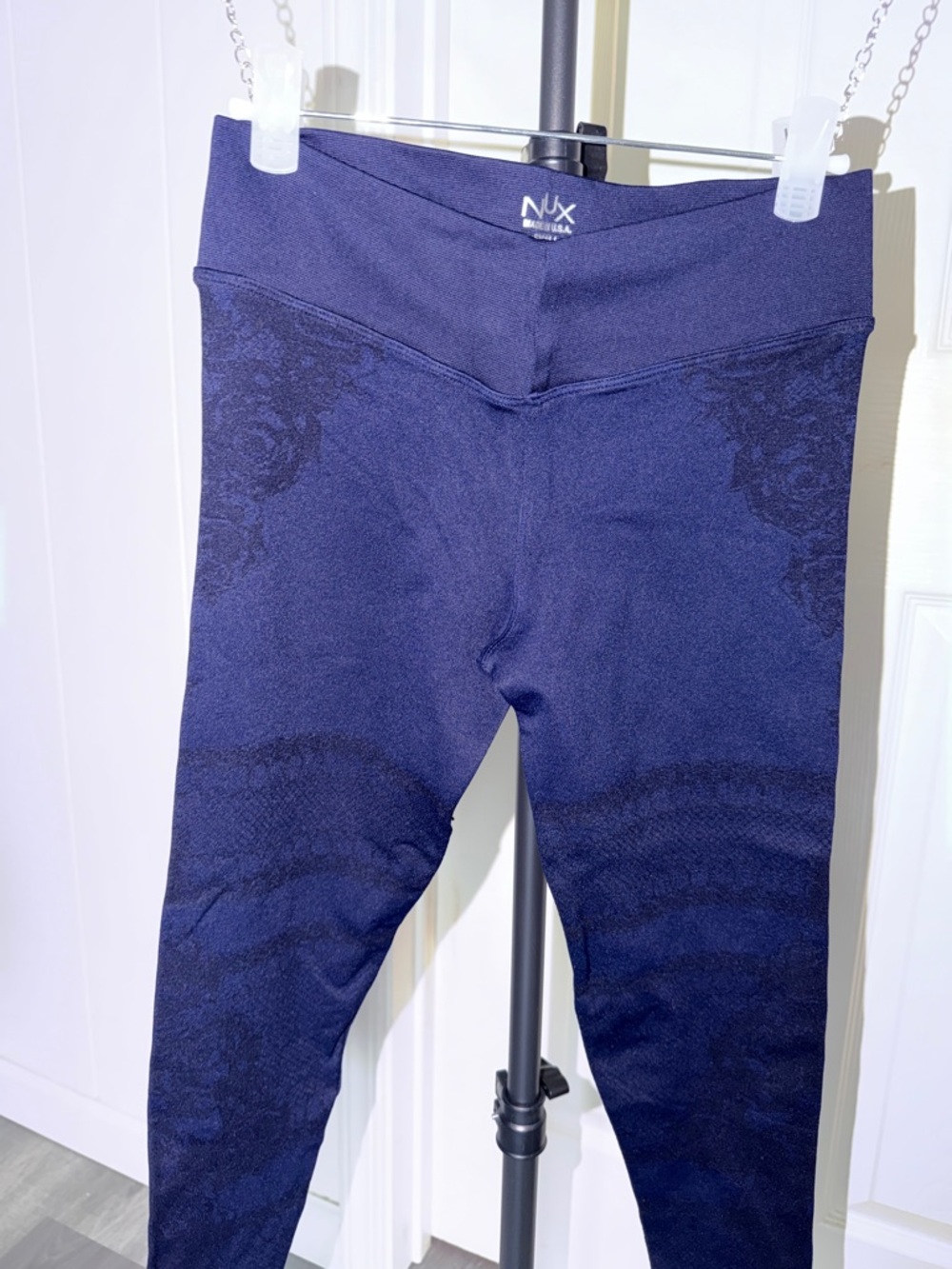 NUX Navy Blue Kids Leggings with Subtle Texture